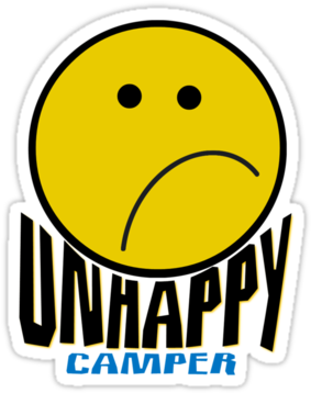 "unhappy Camper" Stickers By Sandrawidner Redbubble - Unhappy Camper Classic T-shirt (375x360), Png Download
