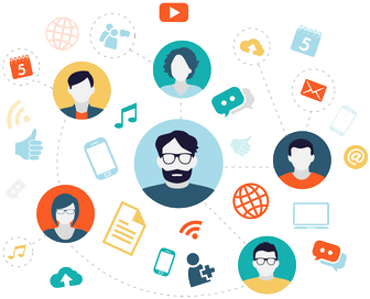 Icone Communication - Background Technology Social Media (378x318), Png Download