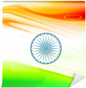 Vector Stylish Indian Flag Wave Design Wall Mural • - India Independence Day Poster (400x400), Png Download