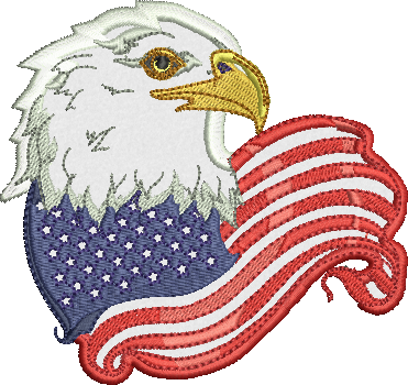Eagle And Flag Applique - Bald Eagle (371x350), Png Download