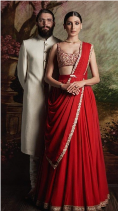 Exclusive Wedding Wear Red Lehenga Choli & Sherwani - Heavy Bridal Lehenga Sabyasachi Red (420x420), Png Download