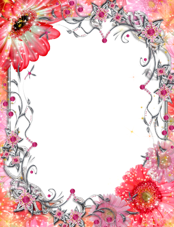 Beautiful Red Flowers - Mother's Day Frame Png (344x448), Png Download