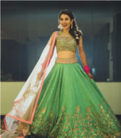 Designer Wedding Lehengas At Mirraw Up To 79% Off - Light Green And Pink Lehenga (640x480), Png Download