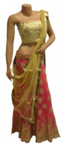 Chiffon Lehenga - Silk (441x500), Png Download