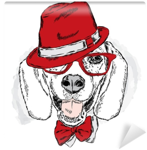 Funny Dog With Hat And Glasses - Gearbest Laima Bz061 Dog With Earphone Pattern Pillow (400x400), Png Download