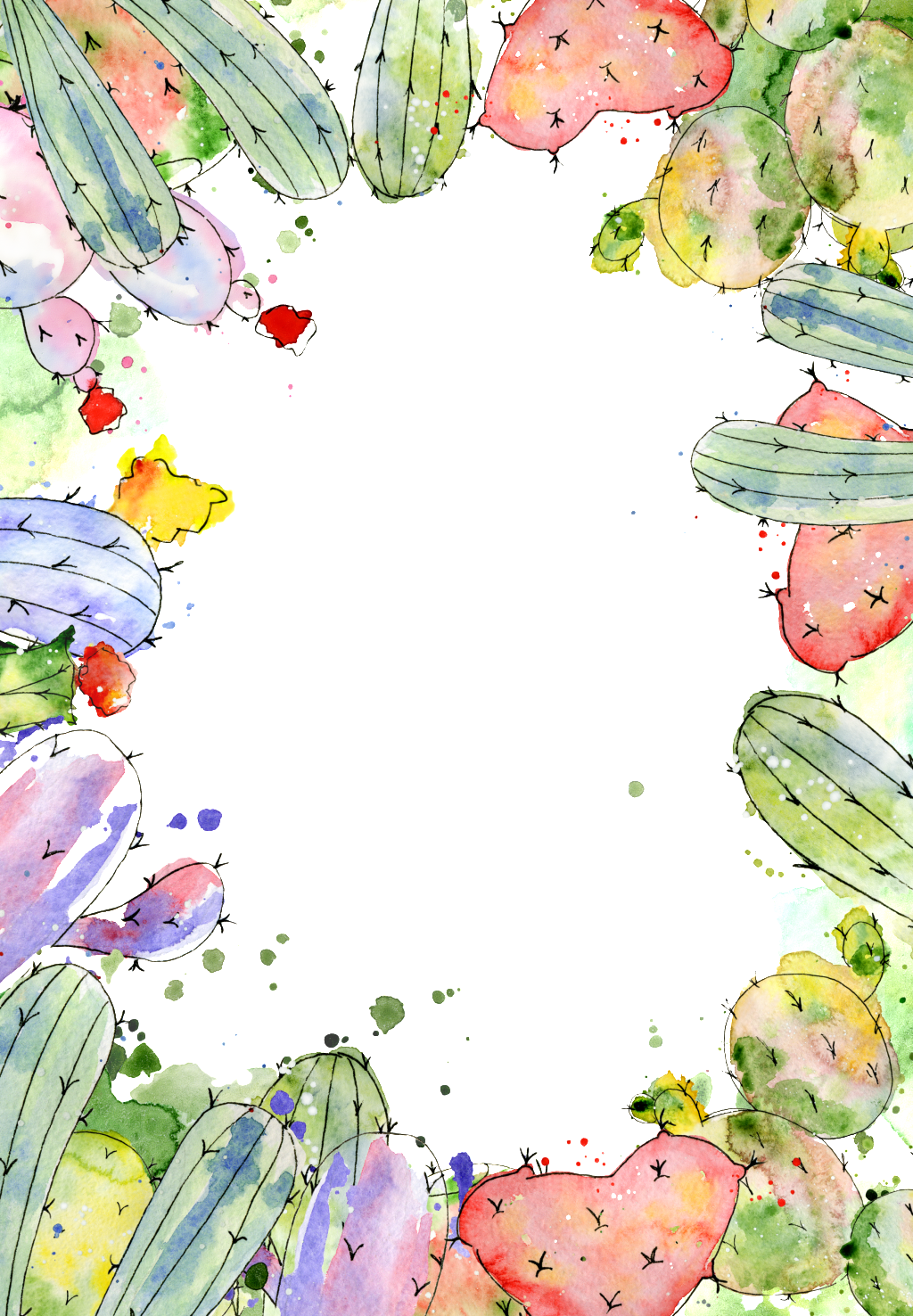 Download Hd Cactus Border Hand Painted Transparent Cactus Greeting Watercolor Transparent Png Image Nicepng Com