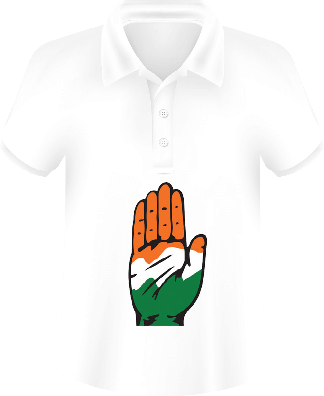 Congress Logo Printed T-shirts In White Color - Congress Party Logo Hand (659x806), Png Download