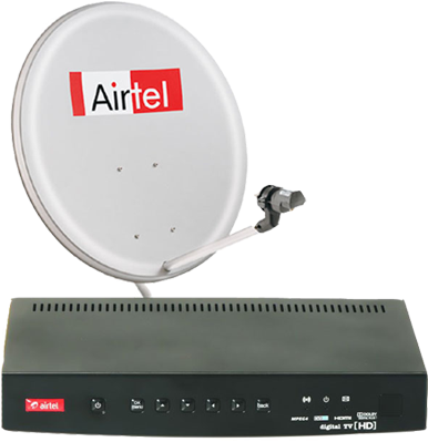 Airtel Dish Antenna - Airtel Digital Tv Hd (454x407), Png Download
