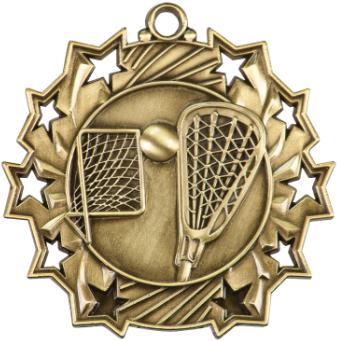 Lacrosse Medal - Stars Rising - 2 1/4" - Gold, Silver, - Volleyball Medal (350x349), Png Download