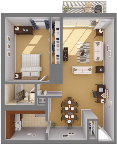 One Bedroom Apartments In Rockville - Apartment (640x499), Png Download