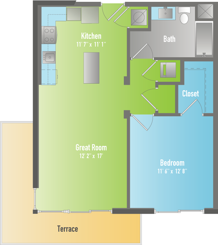 One Bedroom Apartment - Apartment (753x864), Png Download