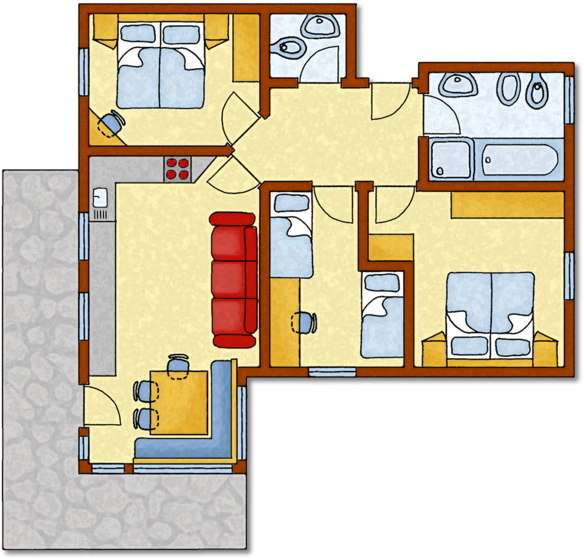 80 M² For 4 To 7 Persons - Apartment (600x600), Png Download