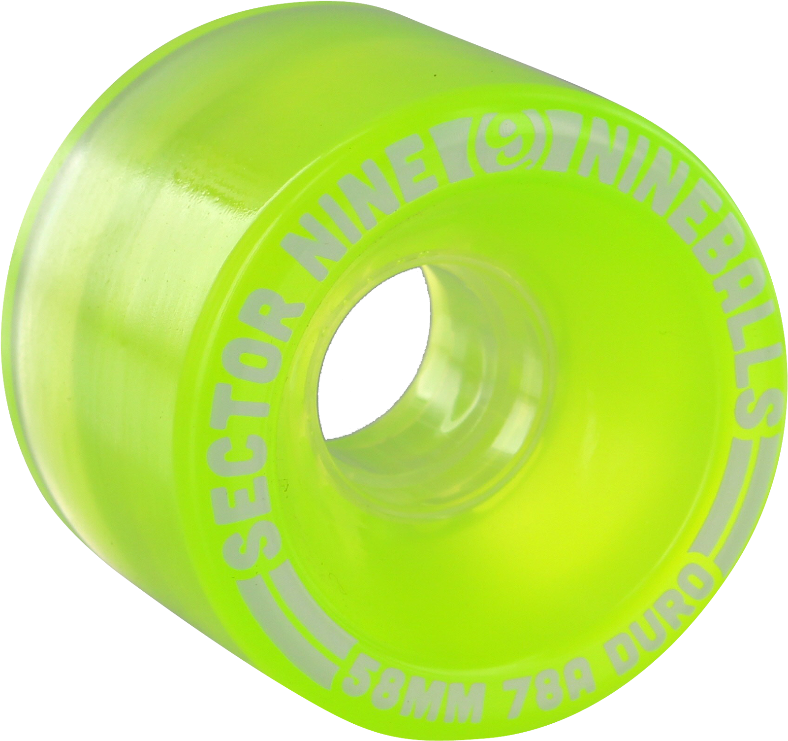 Sector 9 9 Ball 58mm 78a Clear Lime Skateboard Wheels - Plastic (1600x1600), Png Download