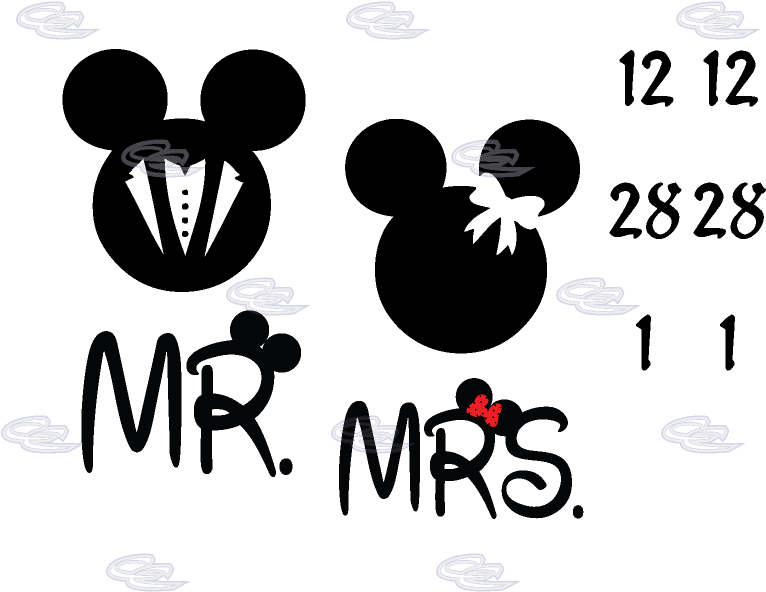 Funny Bride And Groom Silhouette Png Download - Mickey Bride And Groom (812x697), Png Download