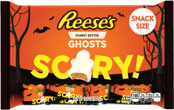 New Halloween Candy 2017 Reese's White Chocolate Ghosts - Reese's Peanut Butter Cups (600x419), Png Download