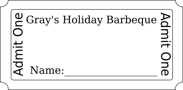 Admit One Blank Ticket (600x296), Png Download