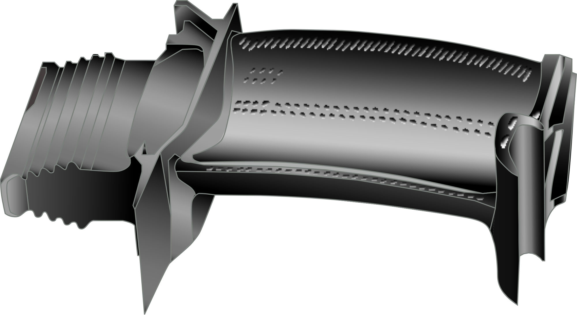 Turbine Blade - High Pressure Turbine Blade (2000x1094), Png Download