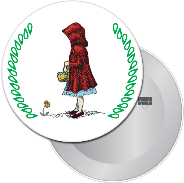 Little Red Riding Hood Button / Magnet - Cartoon (720x720), Png Download