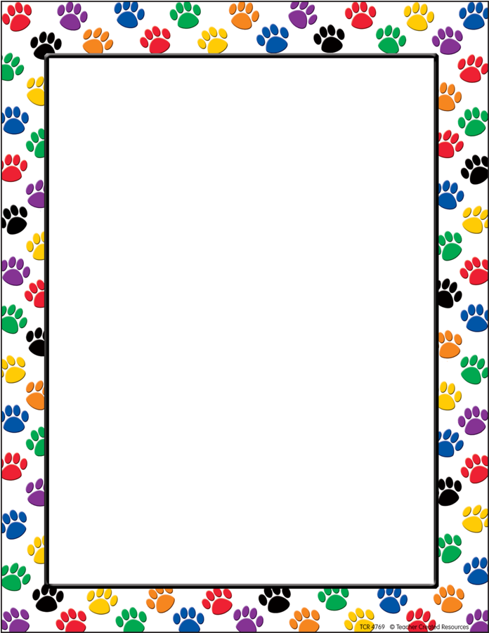 Colorful Paw Prints Computer Paper - Colorful Paw Print Border (900x900), Png Download