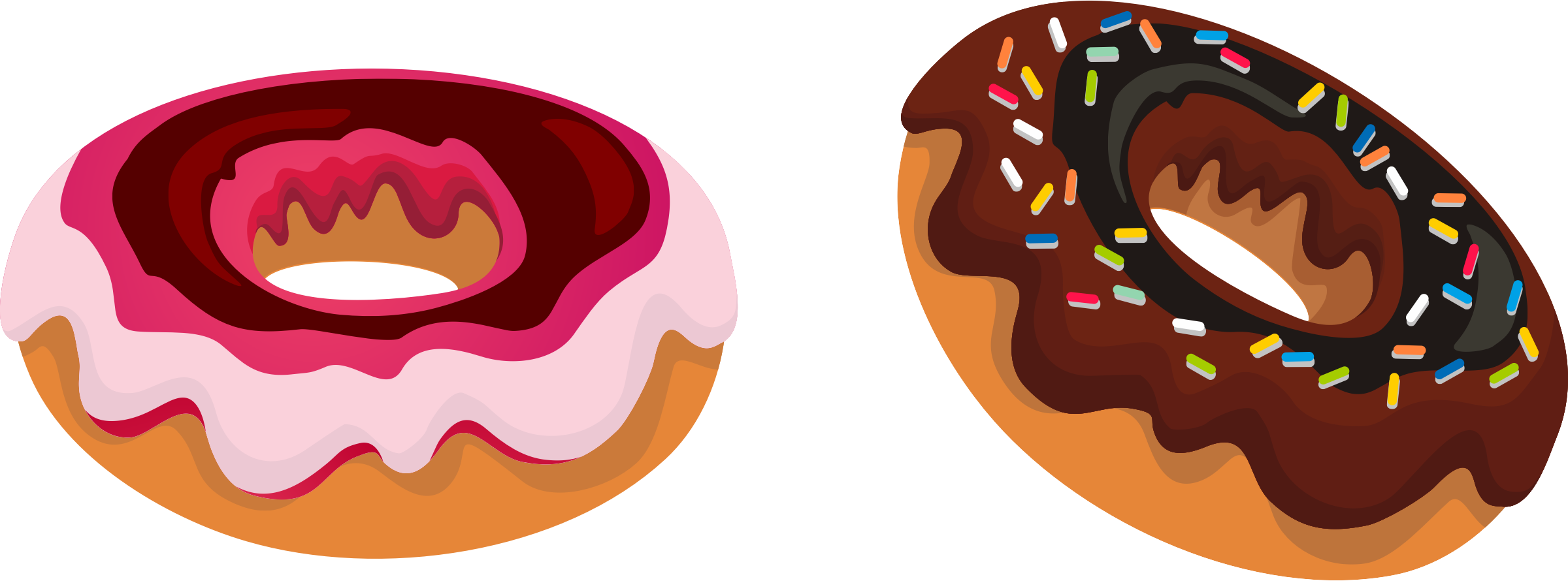 Two Donut Donut Clipart Free - Donuts Clipart Transparent Background (2400x890), Png Download