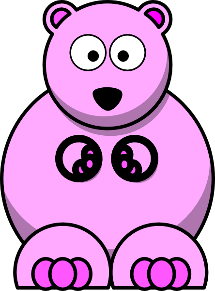 Pink Teddy Bear Clip Art At Clker - Baby Polar Bear Drawings (444x600), Png Download