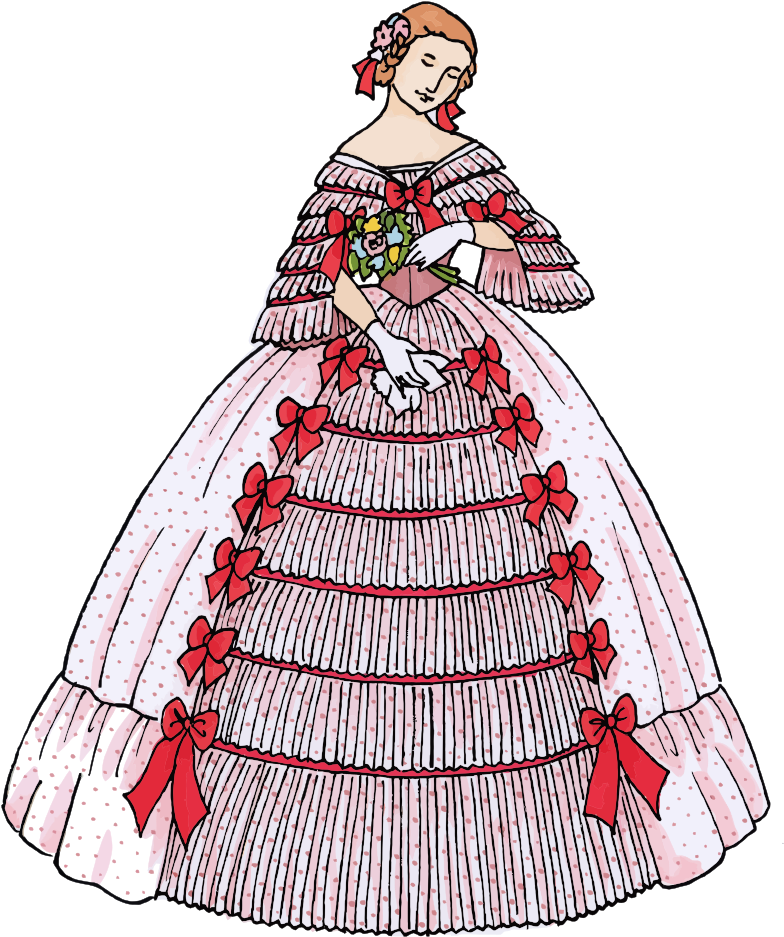 Vintage Woman's Ball Gown - Dress (843x1000), Png Download