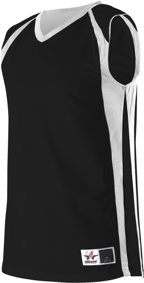 Alleson 54mmr Men's Reversible Basketball Jersey - All White Basketball Jersey With Black Shorts (853x1024), Png Download