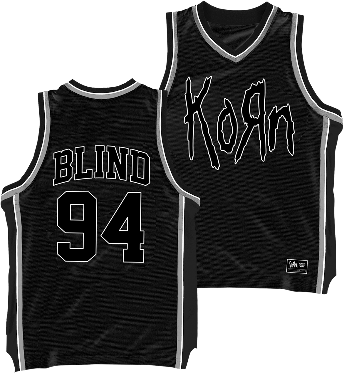 Korn Blind Basketball Jersey, Exclusive To Kornlimited - Basketball Jerseys Front Back Black (1500x1500), Png Download