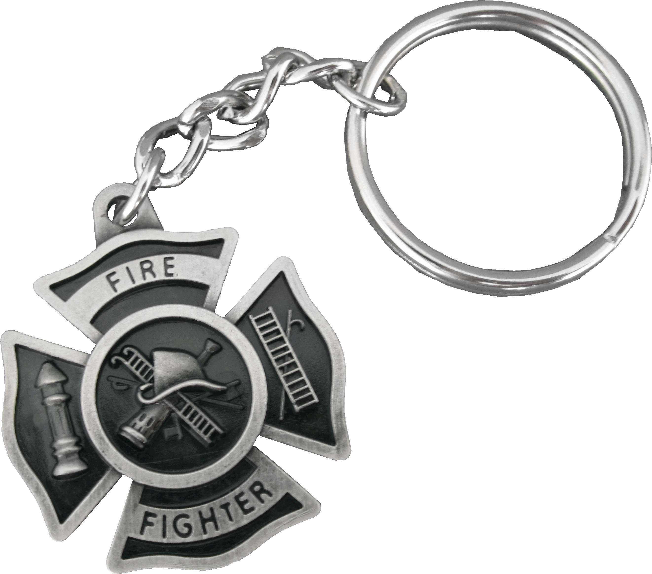 Pewter Fire Fighter Badge Shape Medal With Ladder And (3228x2904), Png Download