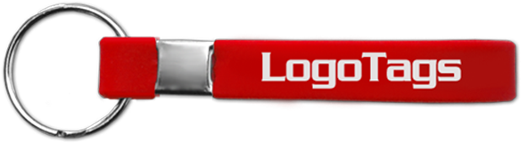 Logotags Red Silicone Bracelet Keychain No Background - Keychain Logo (600x300), Png Download
