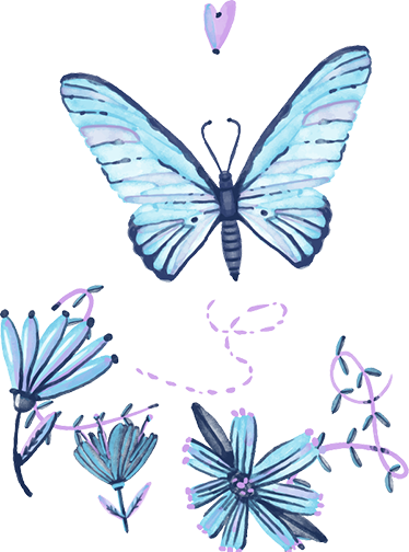 Watercolour Butterfly - Bullet Journal Dot Grid, Quarterly Guided, Blue Butterfly (374x504), Png Download