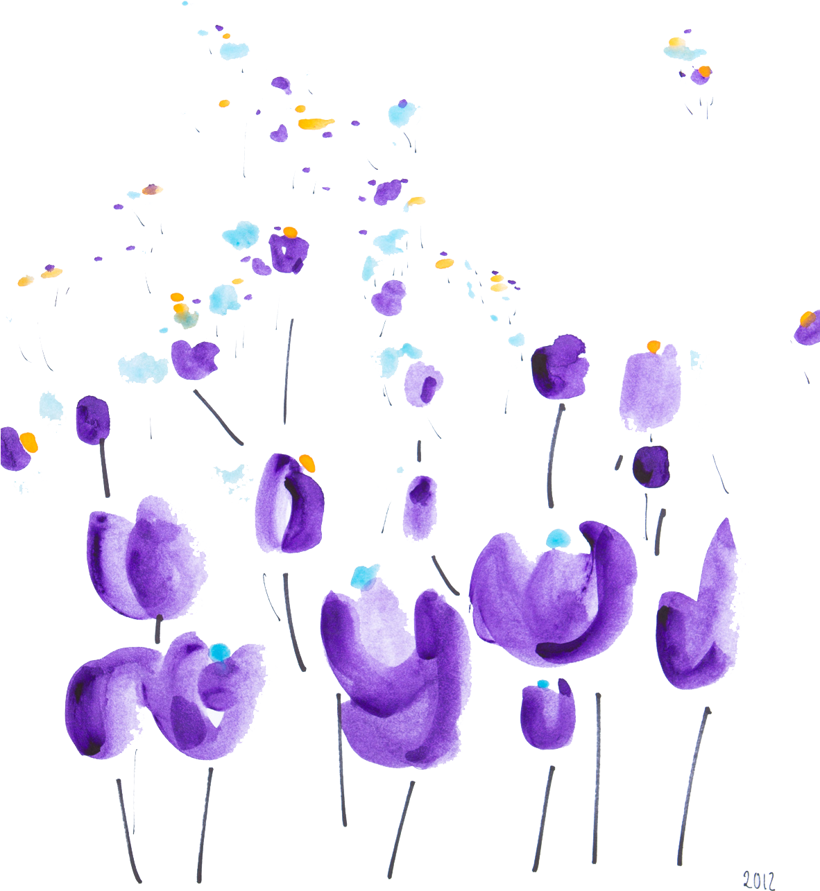 Tulipanes Violetas - Tulipanes En Acuarela Png (1181x1299), Png Download