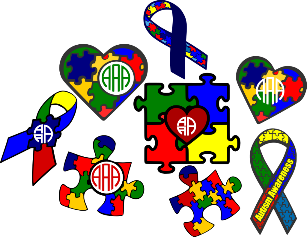 Autism Awareness Monogram Frame Cut Files - Scalable Vector Graphics (1024x791), Png Download