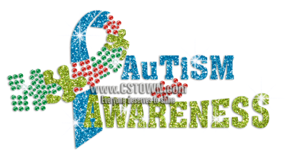 Autism Awareness Ribbon Glitter Rhinestone Transfer - Graphic Design (450x450), Png Download