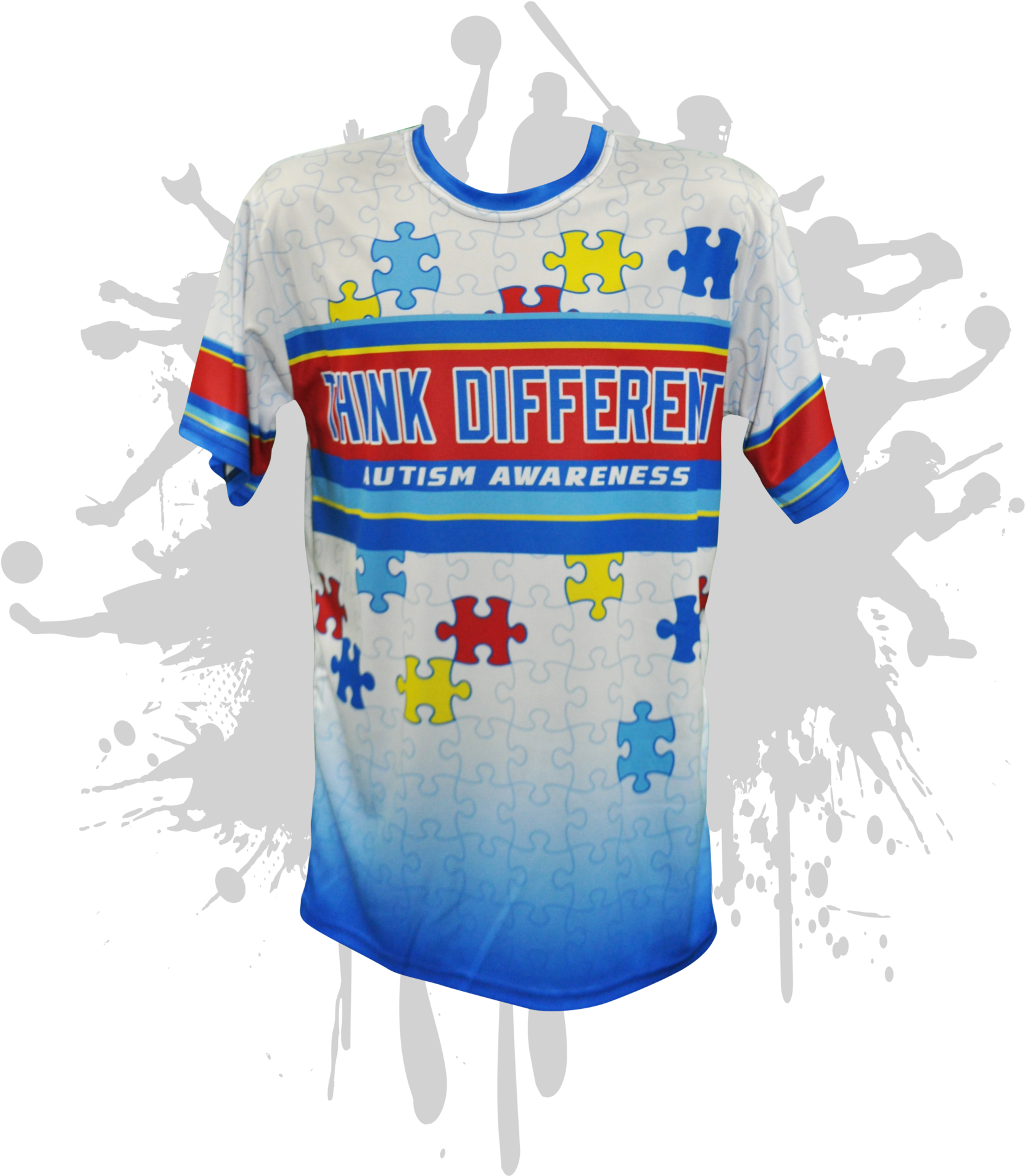 Think Different Autism Awareness Mens Full Dye Jersey - 1000 Baseball Glove (1800x1929), Png Download