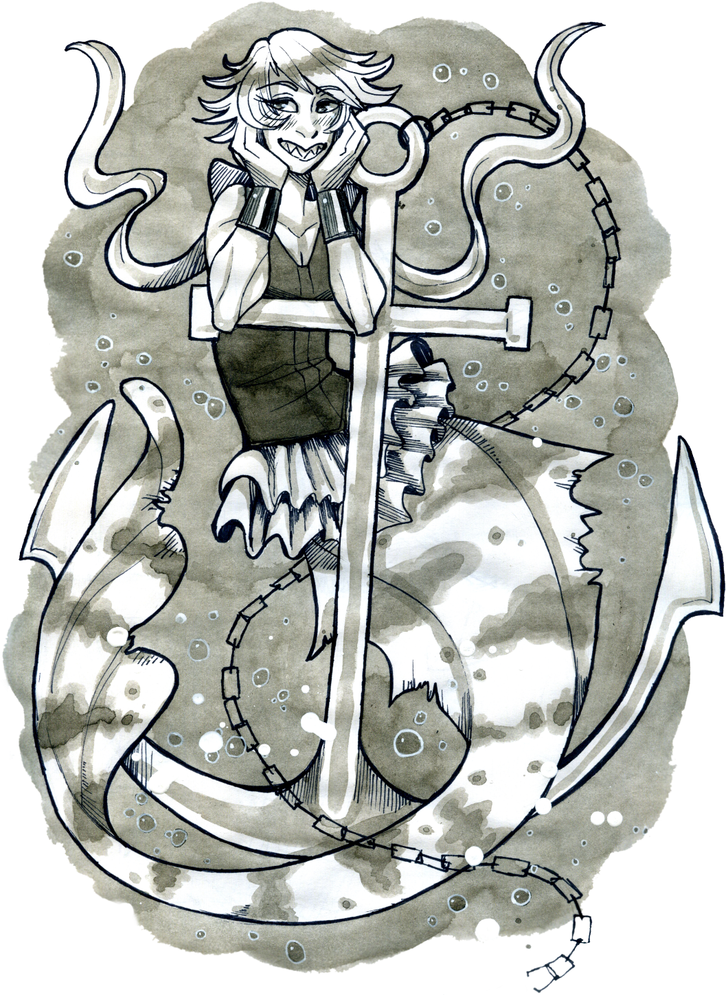 Fins And Chains - The Sassy Mermaid (1071x1474), Png Download