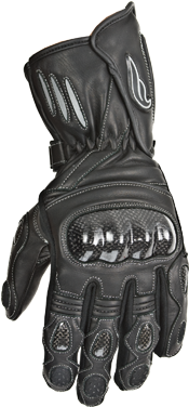 Black Gauntlet Carbon Fiber Leather Gloves - Motorcycle (375x375), Png Download