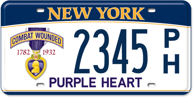 Purple Heart Recipient - New York License Plates (665x450), Png Download