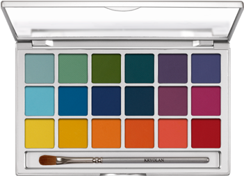 Kryolan 5318 Eye Shadow Variety 18 Colors Palette 185422 - Kryolan Eyeshadow Palette 18 Colors (350x450), Png Download