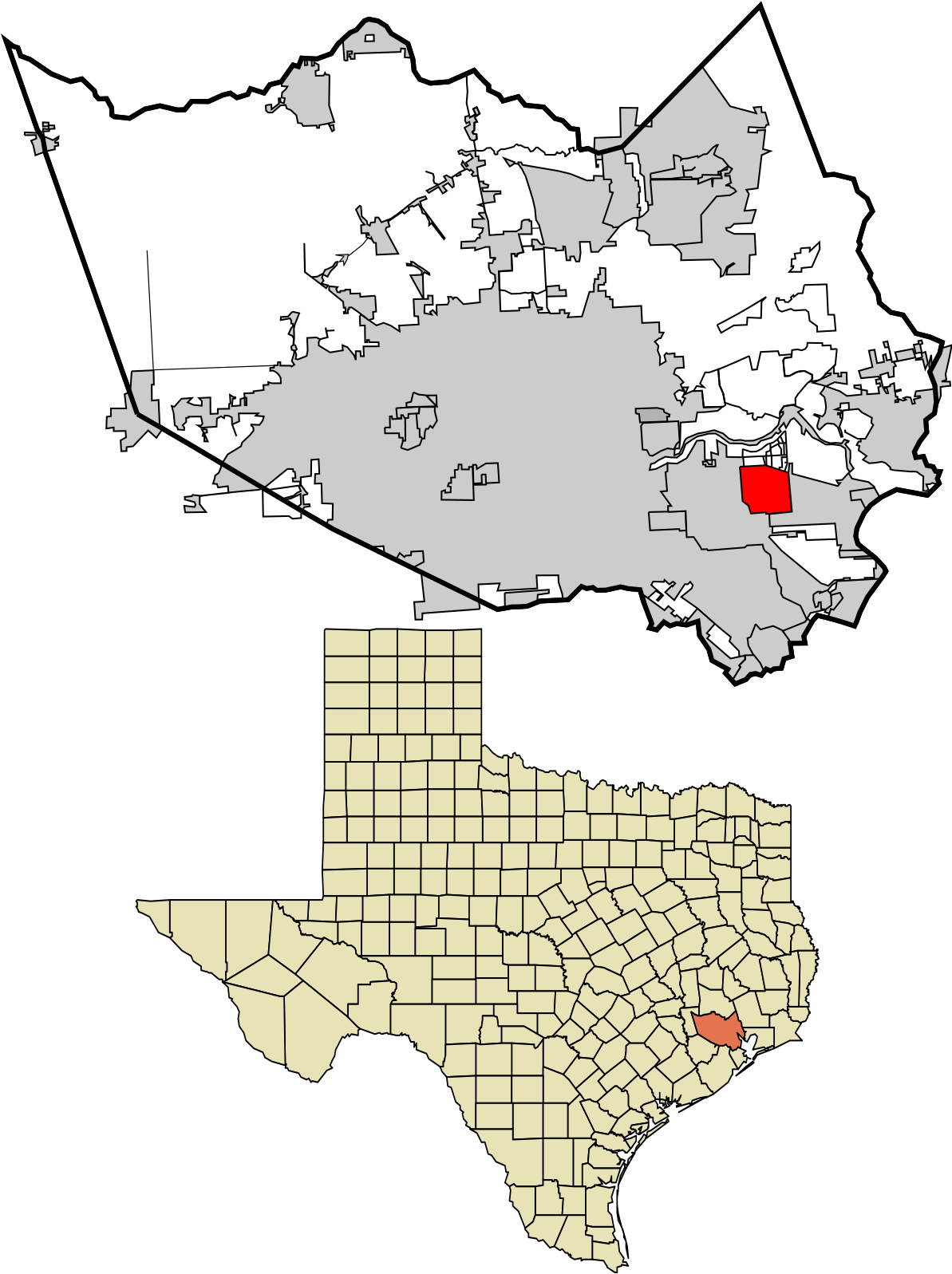 Harris County Texas Incorporated And Unincorporated - Southern Springs Texas Map (768x1024), Png Download
