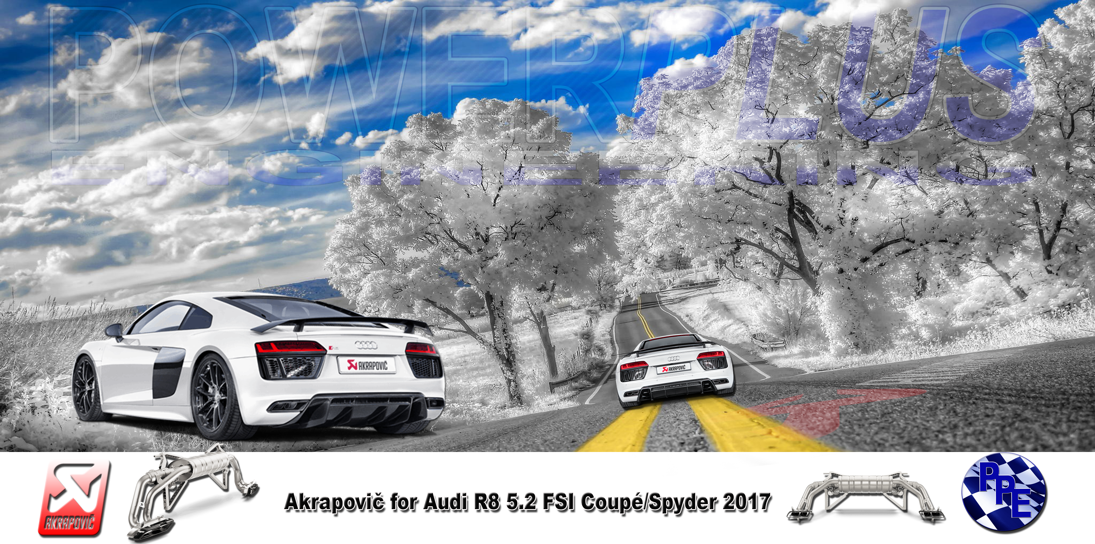 Akrapovič For Audi R8 - Wallpaper (3508x1744), Png Download