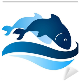 Two Fish On Waves Silhouette Vector Wall Mural • Pixers® - Silueta De Pescado Vector (400x400), Png Download