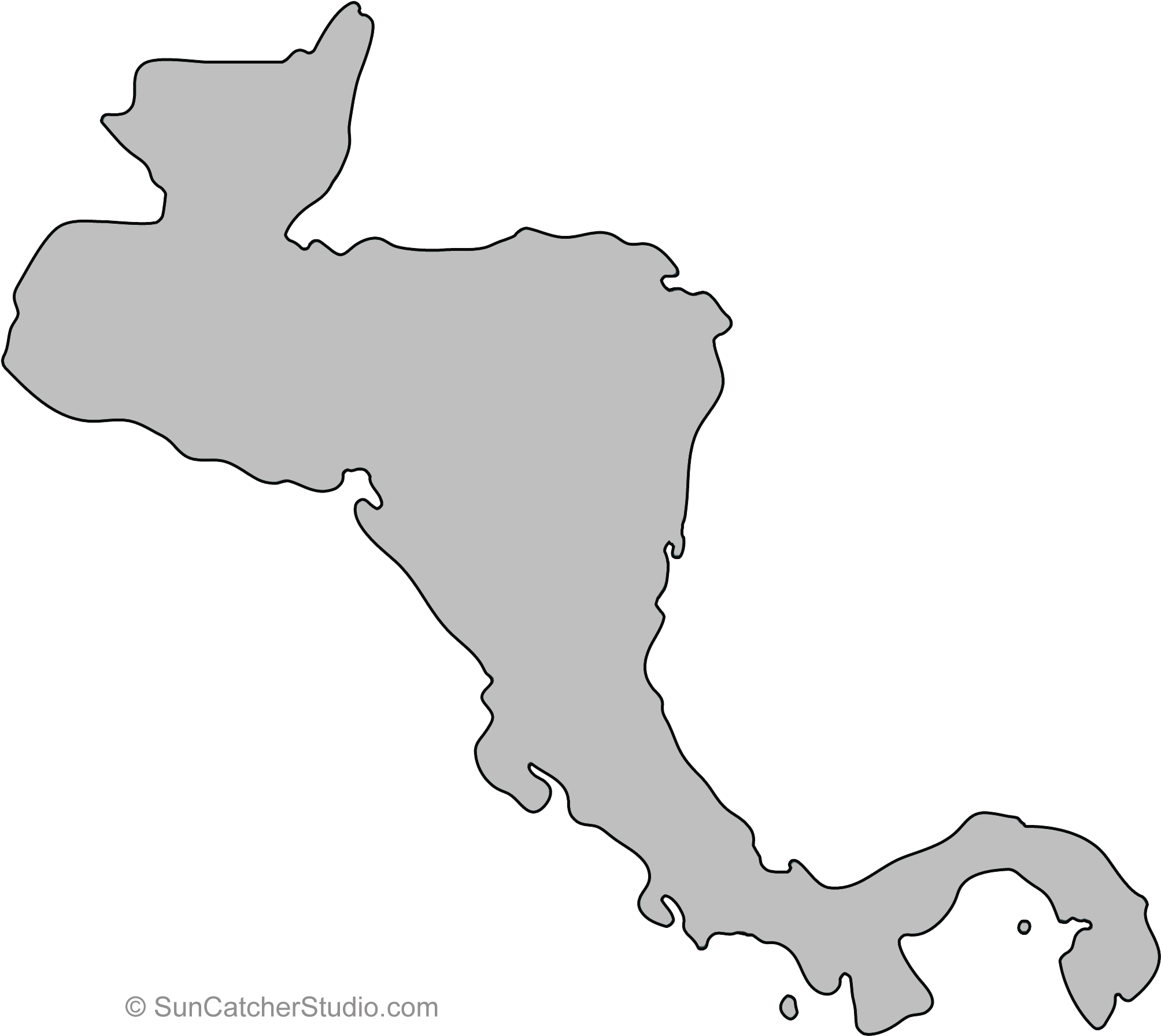 Central America - Outline Of Central America (2050x1864), Png Download