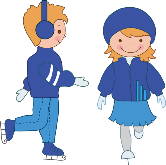 Girl Ice Skating Clipart Png - Ice Skaters Clip Art (563x560), Png Download
