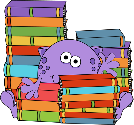 Monster Surrounded By Books - Monster Book Clip Art (550x514), Png Download