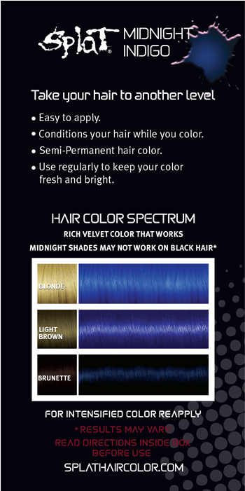 Midnight Indigo Hair Dye - Splat Rebellious Colors Long Lasting Hair Coloring (564x700), Png Download
