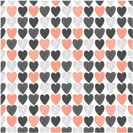 Peach & Black Hearts Printed Vinyl - Peach Black (475x480), Png Download