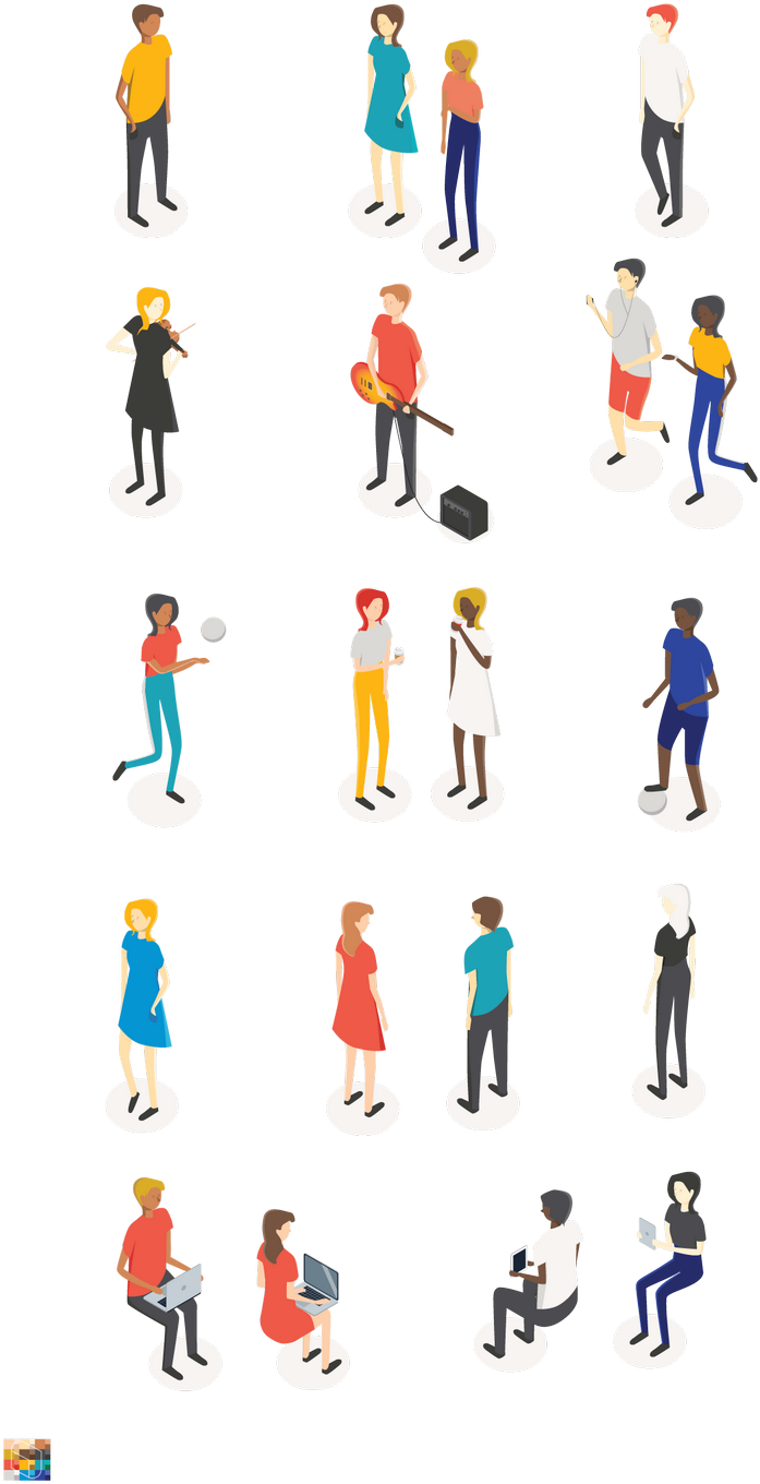 Isometric People Vector Drawings Pack People Vector - Isometric People Png Library (800x1417), Png Download
