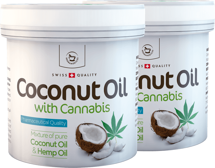 2 X Coconut Oil With Cannabis For Skin Use - Kokosovy Olej S Konopím (755x592), Png Download
