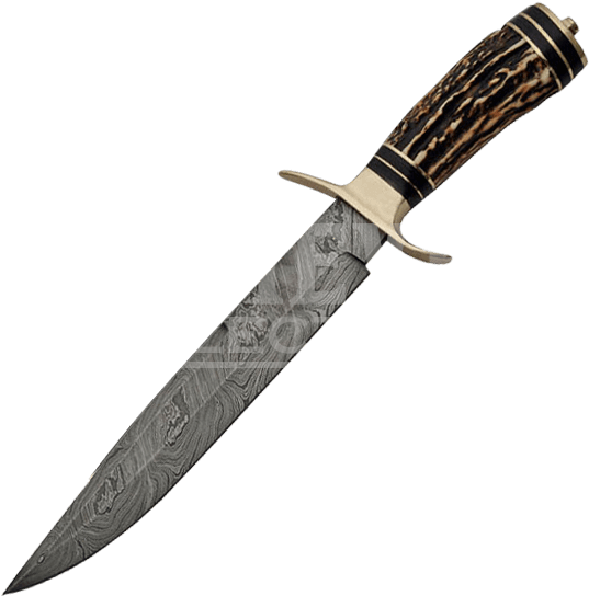 Stag Handle Damascus Hunting Knife - Szco Supplies Damascus Iron Maiden Hunting Knife (564x564), Png Download